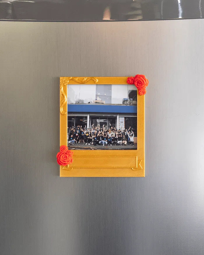 Rose-Kissed Snapshot Magnetic Photo Frame