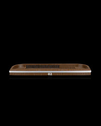 Wood-tone base with a light stripe, 02 marking, and rear vent-style openings