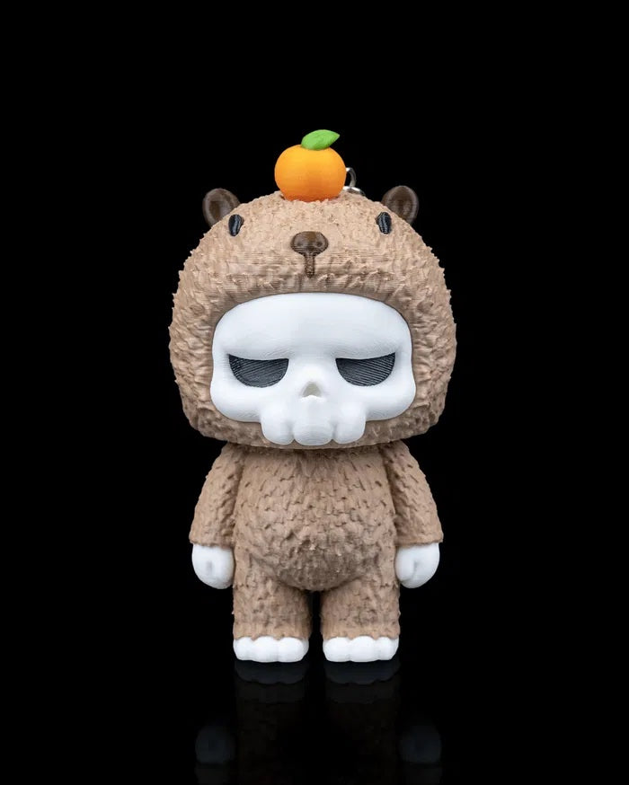 Tiny Tangerine Grump Skull Bear Figurine
