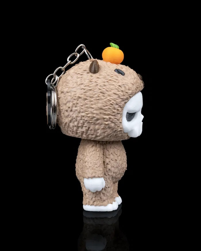 Tiny Tangerine Grump Skull Bear Figurine