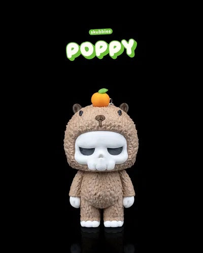 Tiny Tangerine Grump Skull Bear Figurine