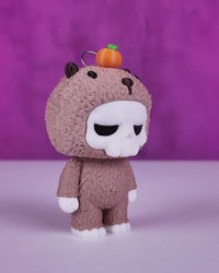 Tiny Tangerine Grump Skull Bear Figurine